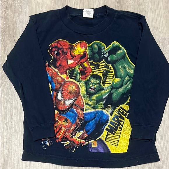 Marvel Kids Black Graphic Long Sleeve Shirt - Picture 1 of 1